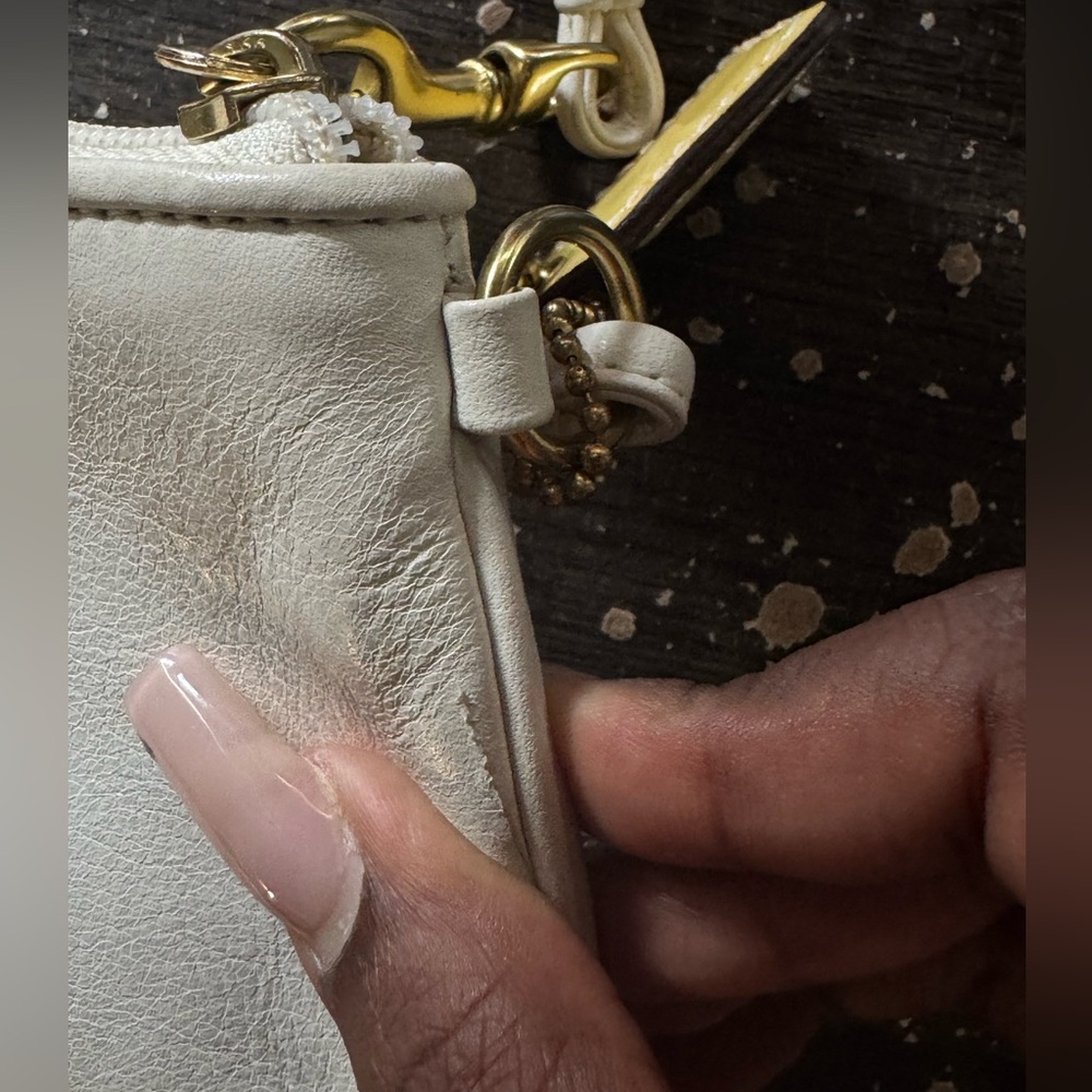COACH White Leather Wristlet Pouch - Picture 3 of 6